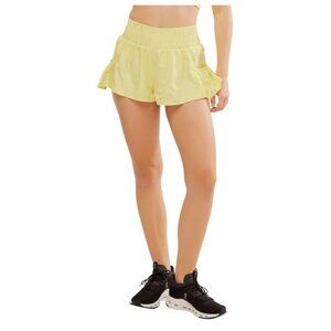 Free People Movement Light Yellow Get Your Flirt On Shorts sz L